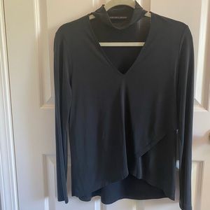 Charcoal grey long sleeve top with cutout